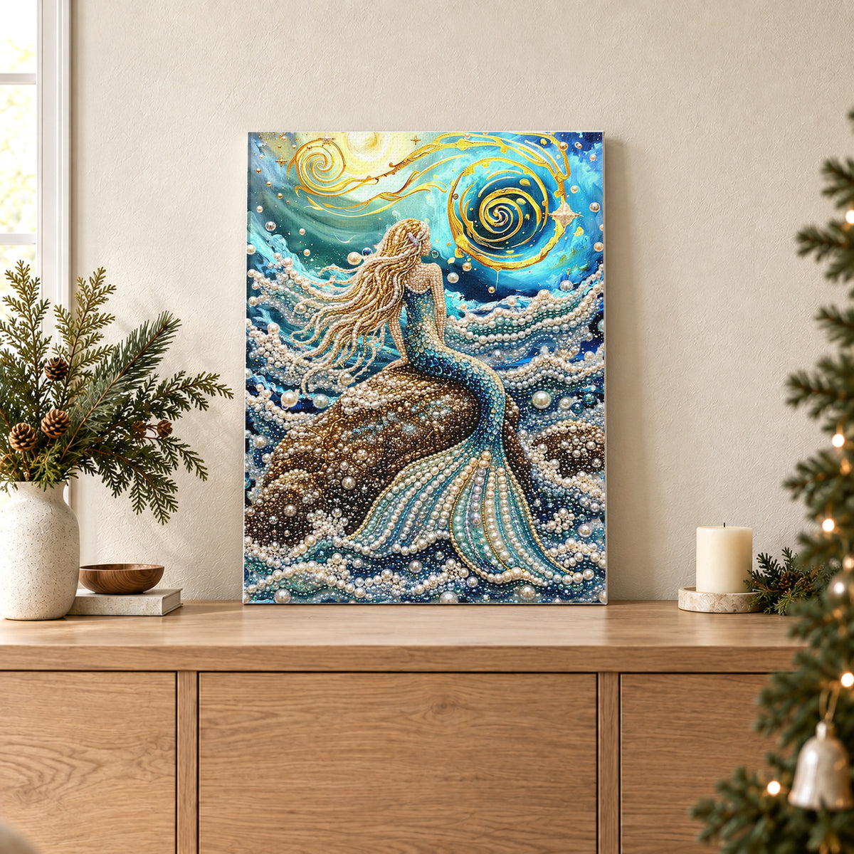 Mermaid Under the Golden Moon