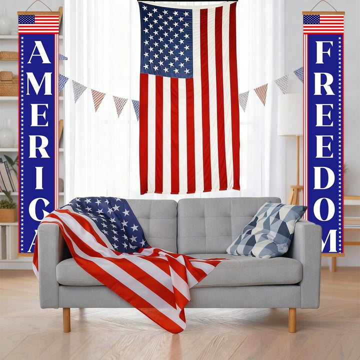 Paint By Numbers KitPorch Sign - America and Freedom Vertical - isuvio