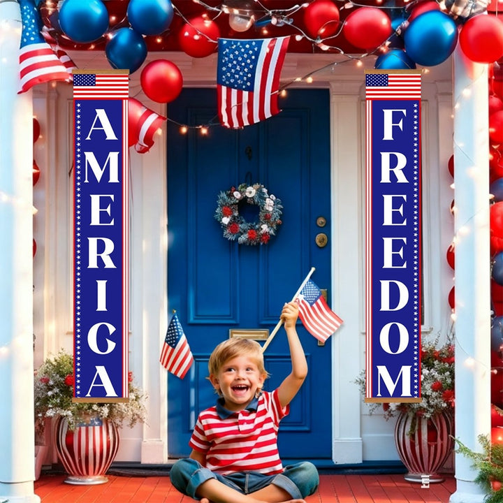 Paint By Numbers KitPorch Sign - America and Freedom Vertical - isuvio