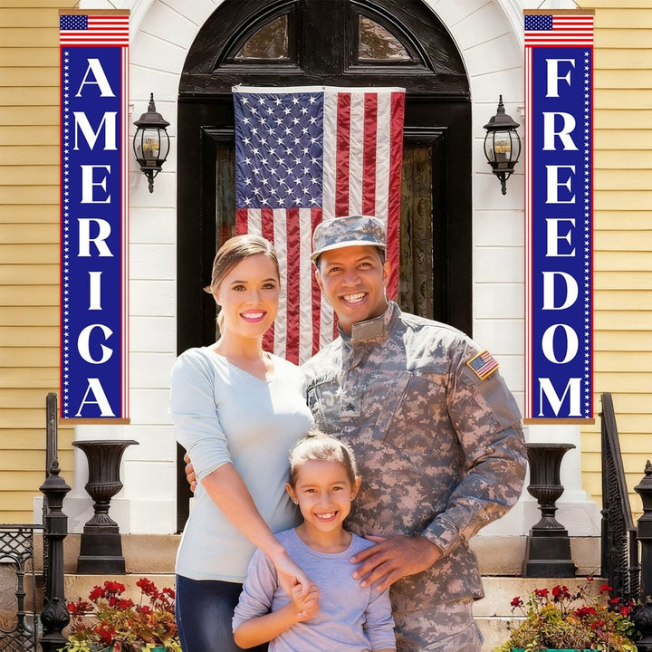 Paint By Numbers KitPorch Sign - America and Freedom Vertical - isuvio