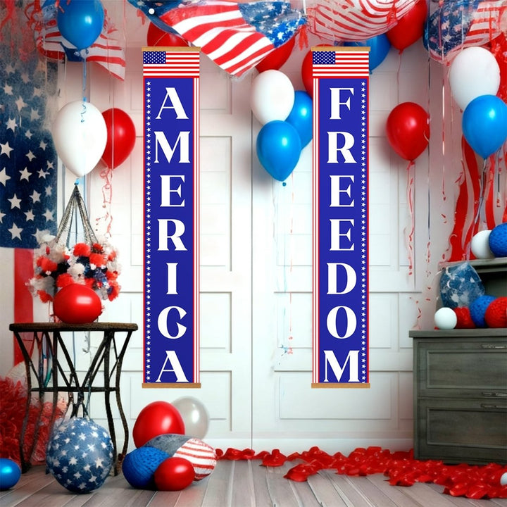 Paint By Numbers KitPorch Sign - America and Freedom Vertical - isuvio