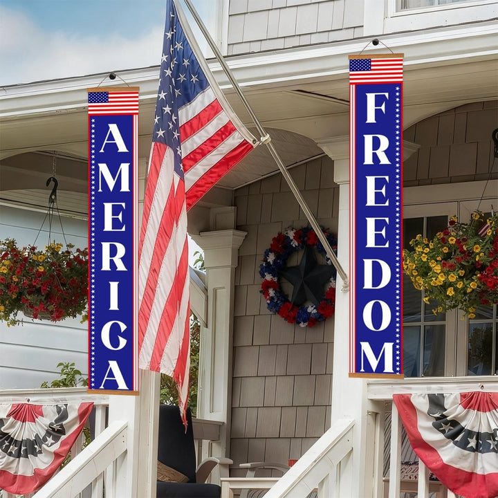 Paint By Numbers KitPorch Sign - America and Freedom Vertical - isuvio