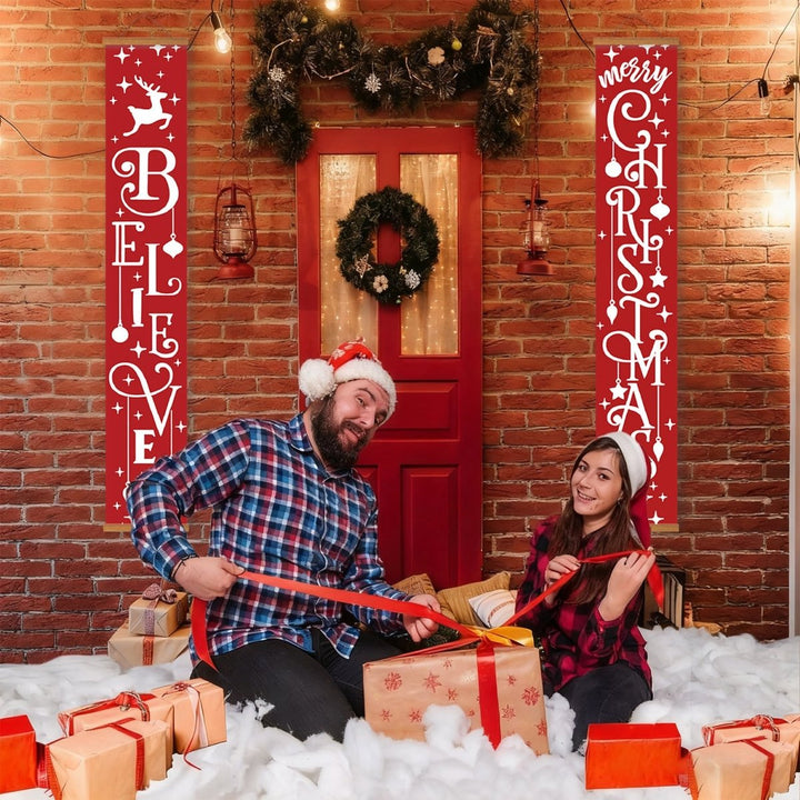 Paint By Numbers KitPorch Sign - Believe and Christmas Letters with Snowman - isuvio