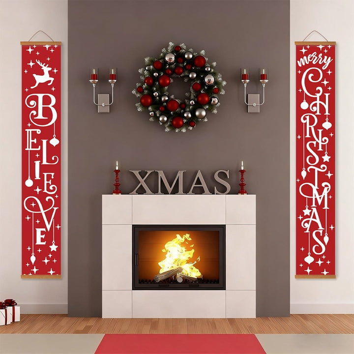 Paint By Numbers KitPorch Sign - Believe and Christmas Letters with Snowman - isuvio