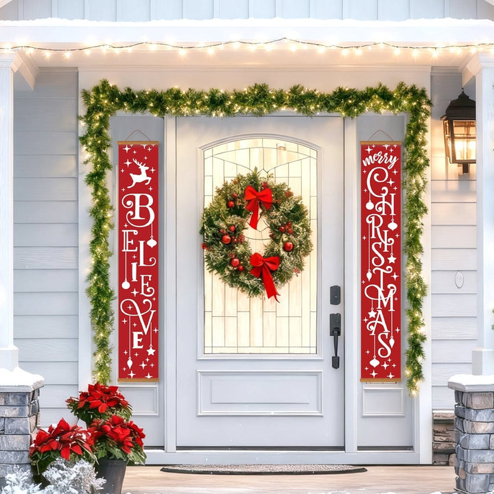 Paint By Numbers KitPorch Sign - Believe and Christmas Letters with Snowman - isuvio