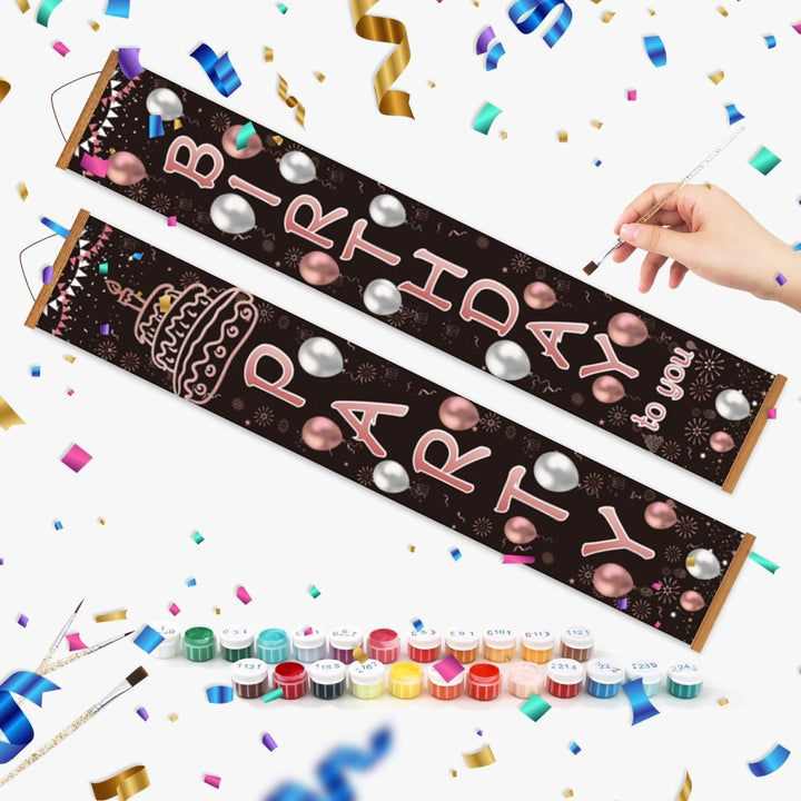 Paint By Numbers KitPorch Sign - Birthday Cake Party Letters - isuvio