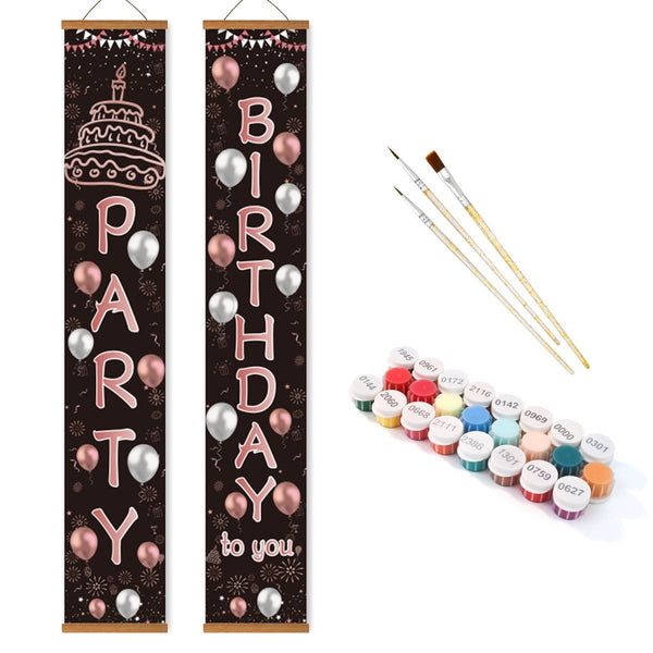Paint By Numbers KitPorch Sign - Birthday Cake Party Letters - isuvio