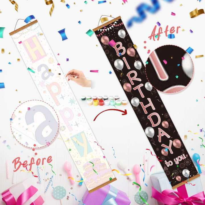 Paint By Numbers KitPorch Sign - Birthday Cake Party Letters - isuvio