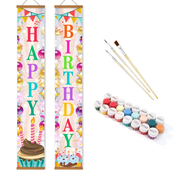 Paint By Numbers KitPorch Sign - Birthday Tall Candle Pair - isuvio