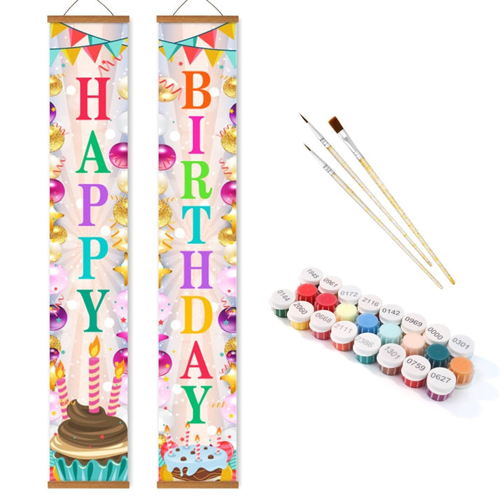 Paint By Numbers KitPorch Sign - Birthday Tall Candle Pair - isuvio