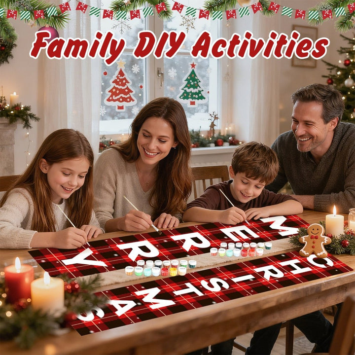 Paint By Numbers KitPorch Sign - Buffalo Plaid Merry Christmas Letters - isuvio