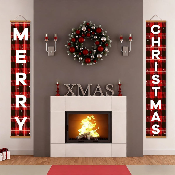 Paint By Numbers KitPorch Sign - Buffalo Plaid Merry Christmas Letters - isuvio