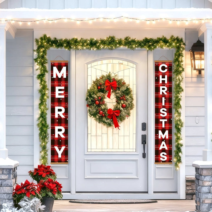 Paint By Numbers KitPorch Sign - Buffalo Plaid Merry Christmas Letters - isuvio