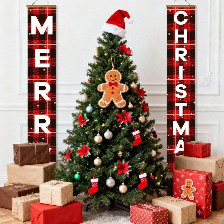 Paint By Numbers KitPorch Sign - Buffalo Plaid Merry Christmas Letters - isuvio