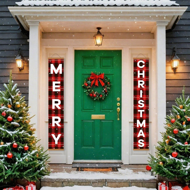 Paint By Numbers KitPorch Sign - Buffalo Plaid Merry Christmas Letters - isuvio
