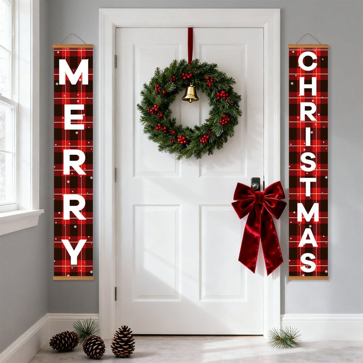Paint By Numbers KitPorch Sign - Buffalo Plaid Merry Christmas Letters - isuvio