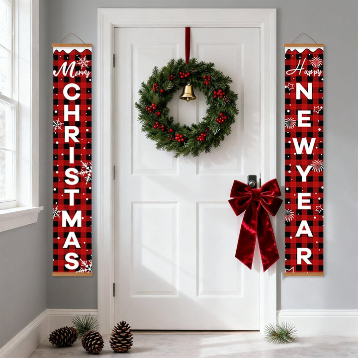 Paint By Numbers KitPorch Sign - Christmas and New Year Letters Plaid - isuvio