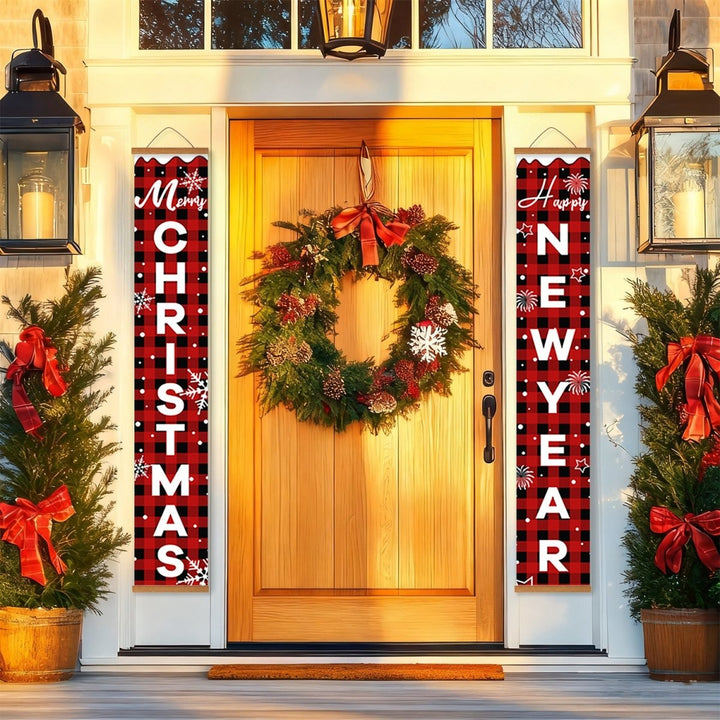 Paint By Numbers KitPorch Sign - Christmas and New Year Letters Plaid - isuvio
