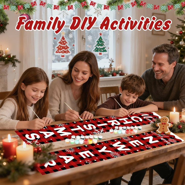 Paint By Numbers KitPorch Sign - Christmas and New Year Letters Plaid - isuvio