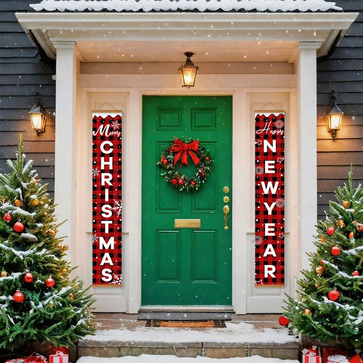 Paint By Numbers KitPorch Sign - Christmas and New Year Letters Plaid - isuvio