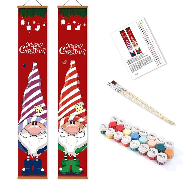 Paint By Numbers KitPorch Sign - Christmas Gnomes - isuvio