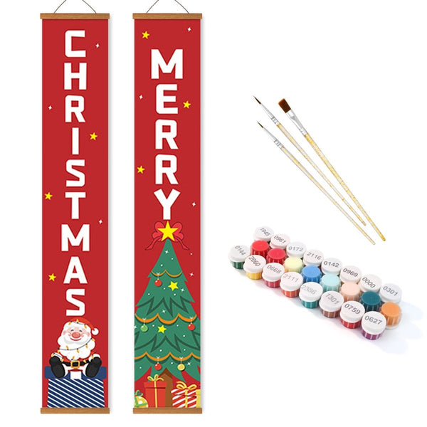 Paint By Numbers KitPorch Sign - Christmas Letters and Merry Tree - isuvio