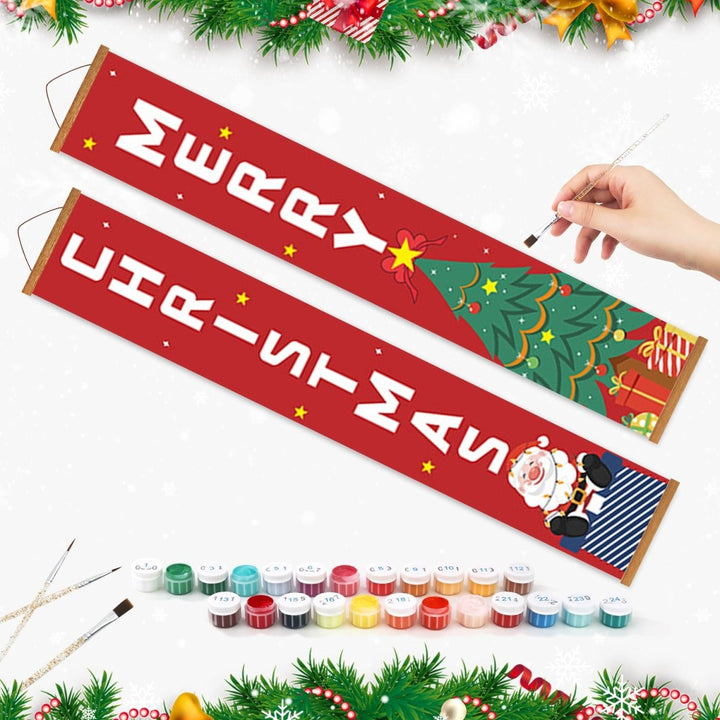 Paint By Numbers KitPorch Sign - Christmas Letters and Merry Tree - isuvio