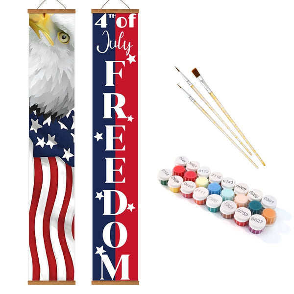 Paint By Numbers KitPorch Sign - Eagle and 4th of July Freedom - isuvio