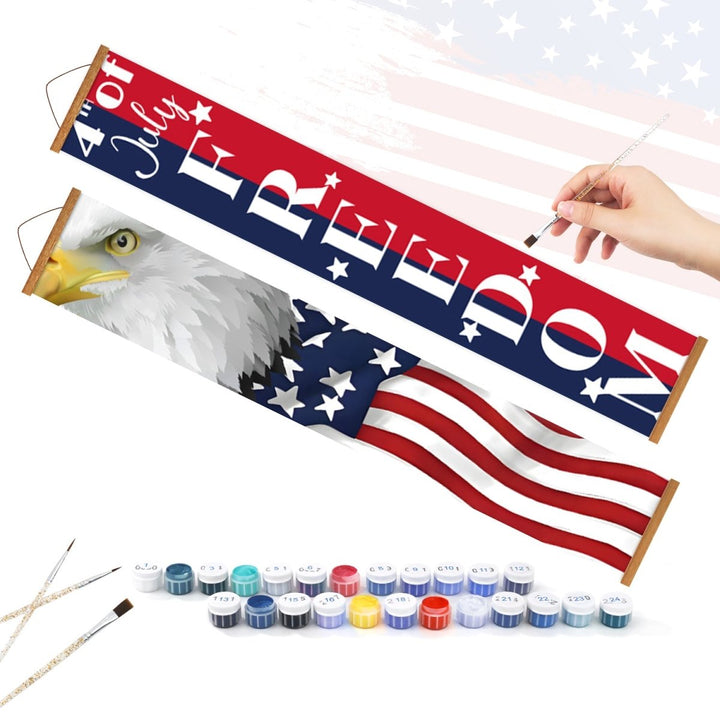 Paint By Numbers KitPorch Sign - Eagle and 4th of July Freedom - isuvio