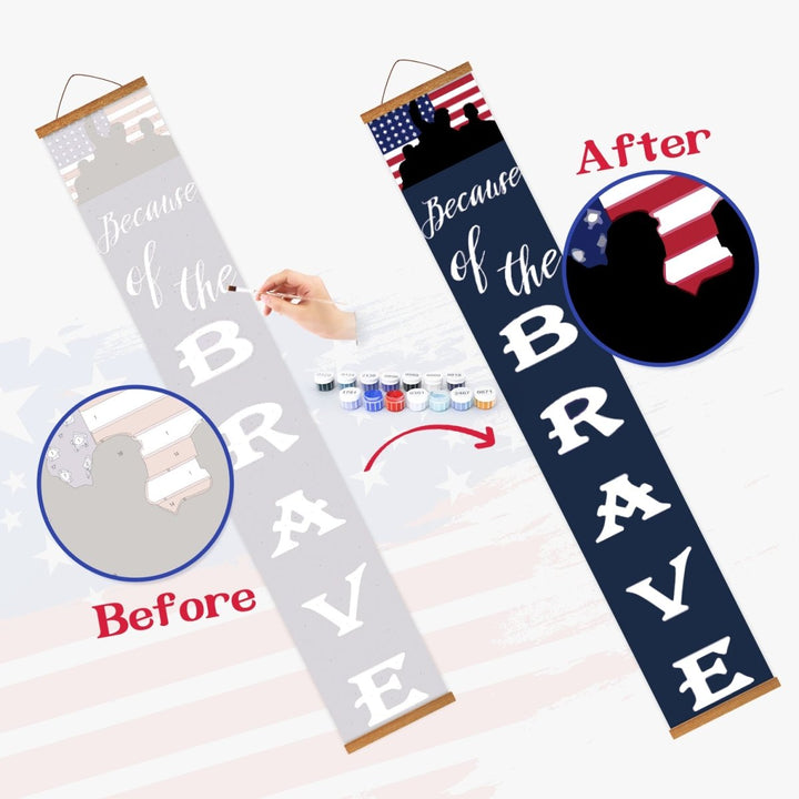 Paint By Numbers KitPorch Sign - Eagle and 4th of July Freedom - isuvio
