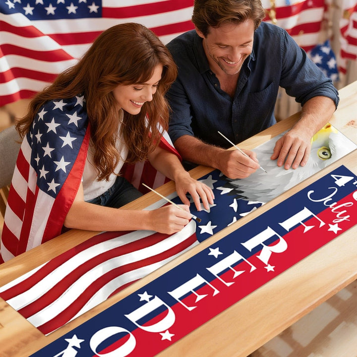 Paint By Numbers KitPorch Sign - Eagle and 4th of July Freedom - isuvio