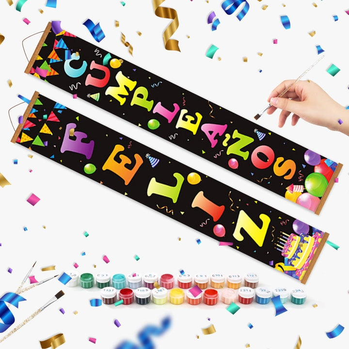 Paint By Numbers KitPorch Sign - Feliz Cumpleaños Color Letters - isuvio