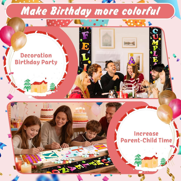 Paint By Numbers KitPorch Sign - Feliz Cumpleaños Color Letters - isuvio