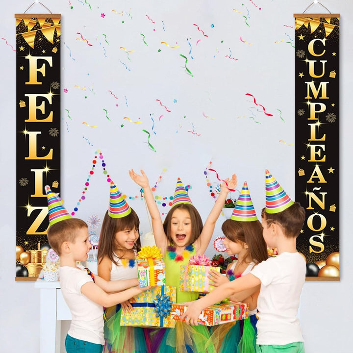 Paint By Numbers KitPorch Sign - Feliz Cumpleaños Gold Letters - isuvio