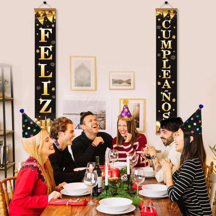 Paint By Numbers KitPorch Sign - Feliz Cumpleaños Gold Letters - isuvio