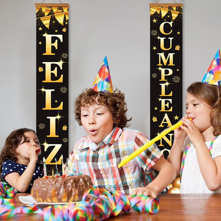 Paint By Numbers KitPorch Sign - Feliz Cumpleaños Gold Letters - isuvio