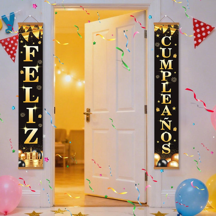 Paint By Numbers KitPorch Sign - Feliz Cumpleaños Gold Letters - isuvio