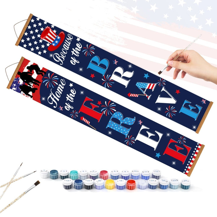 Paint By Numbers KitPorch Sign - Free and Brave Fireworks - isuvio