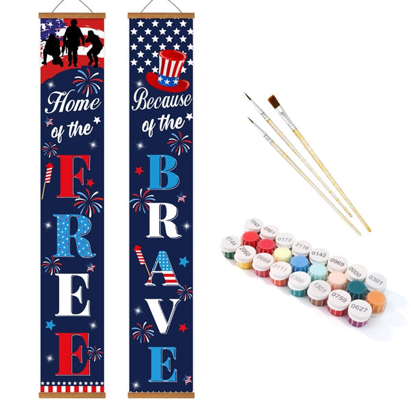 Paint By Numbers KitPorch Sign - Free and Brave Fireworks - isuvio