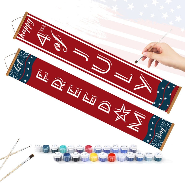 Paint By Numbers KitPorch Sign - Freedom and 4th of July Stars - isuvio