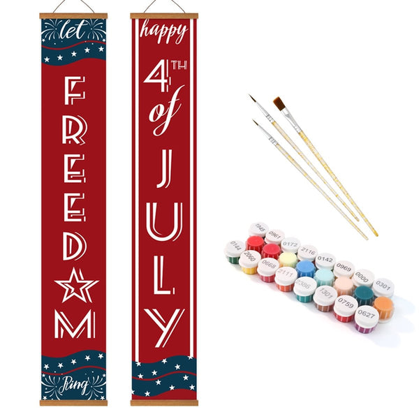 Paint By Numbers KitPorch Sign - Freedom and 4th of July Stars - isuvio