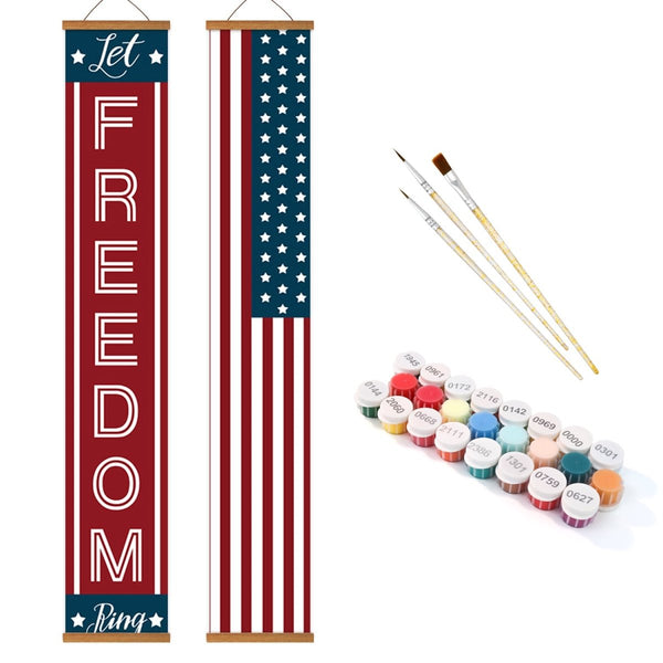 Paint By Numbers KitPorch Sign - Freedom and USA Flag Stripes - isuvio