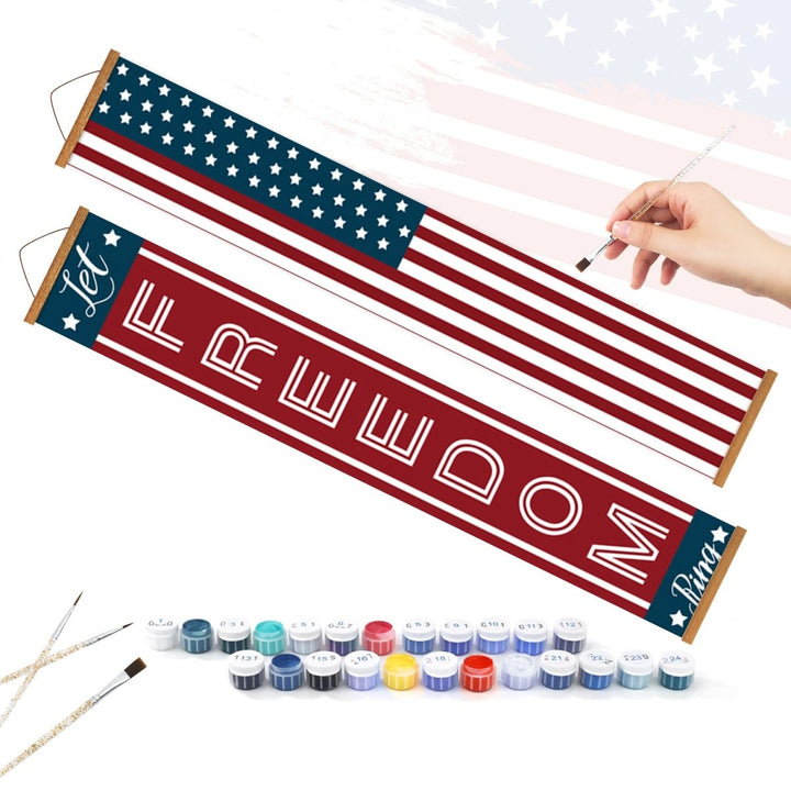 Paint By Numbers KitPorch Sign - Freedom and USA Flag Stripes - isuvio