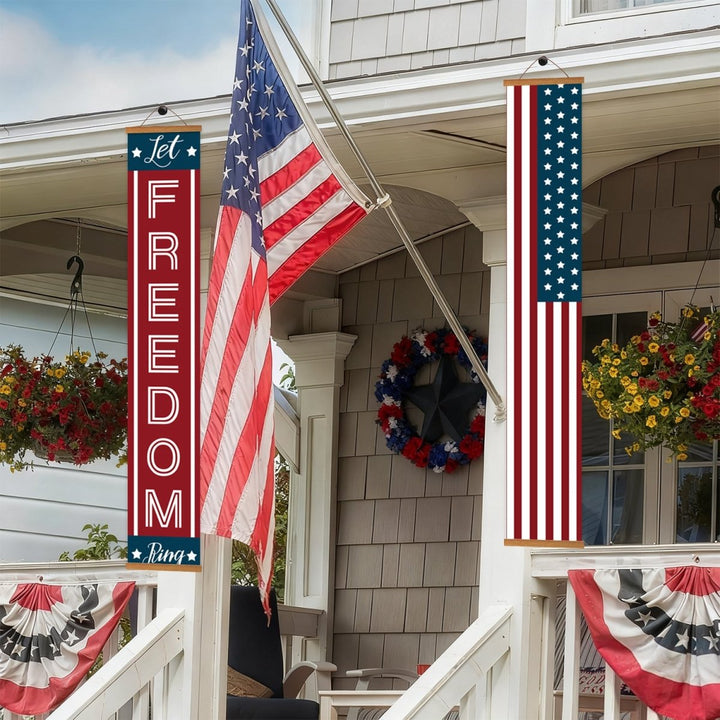 Paint By Numbers KitPorch Sign - Freedom and USA Flag Stripes - isuvio