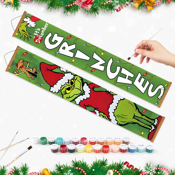 Paint By Numbers KitPorch Sign - Grinch Face and Letters - isuvio