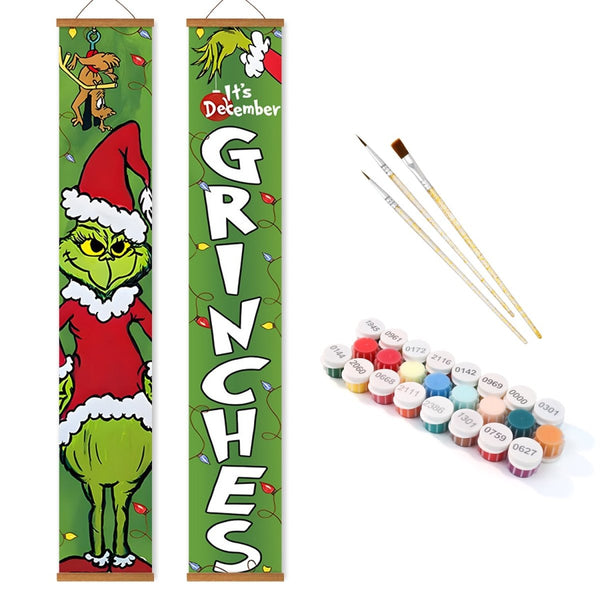 Paint By Numbers KitPorch Sign - Grinch Face and Letters - isuvio
