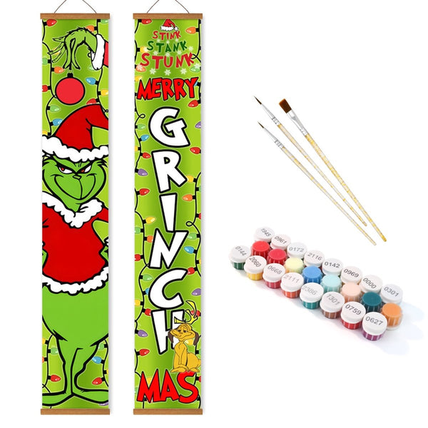 Paint By Numbers KitPorch Sign - Grinch Figure and Letters - isuvio