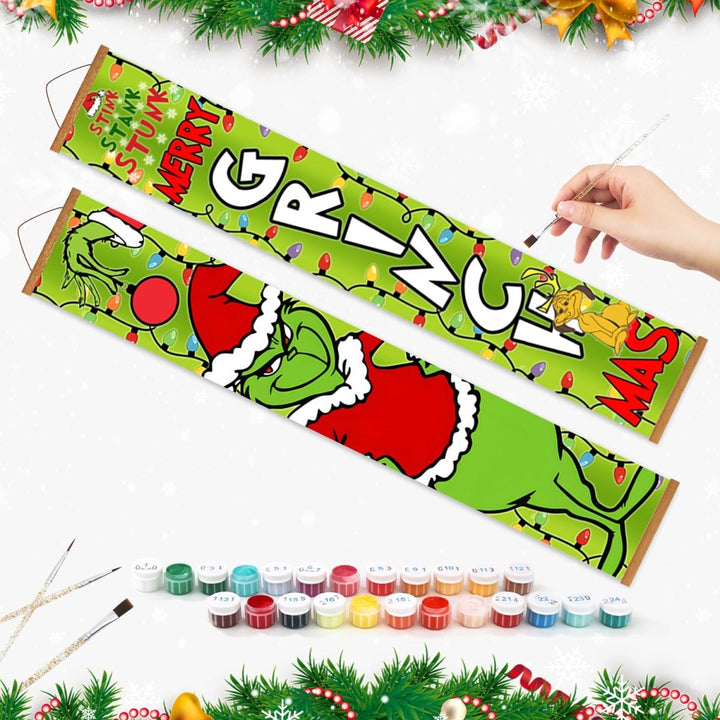 Paint By Numbers KitPorch Sign - Grinch Figure and Letters - isuvio