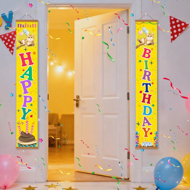 Paint By Numbers KitPorch Sign - Happy Birthday Balloons and Candles - isuvio