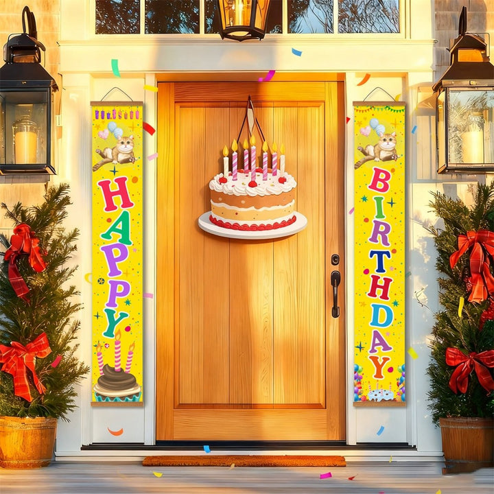 Paint By Numbers KitPorch Sign - Happy Birthday Balloons and Candles - isuvio